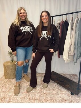 Brown 'Thankful' Crewneck Sweatshirt
